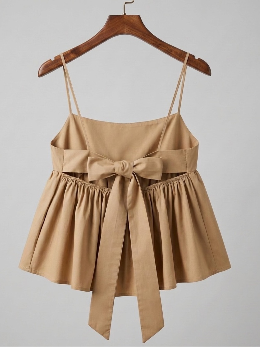En Saison Tan Bow Back Babydoll Cami Top Size Small
